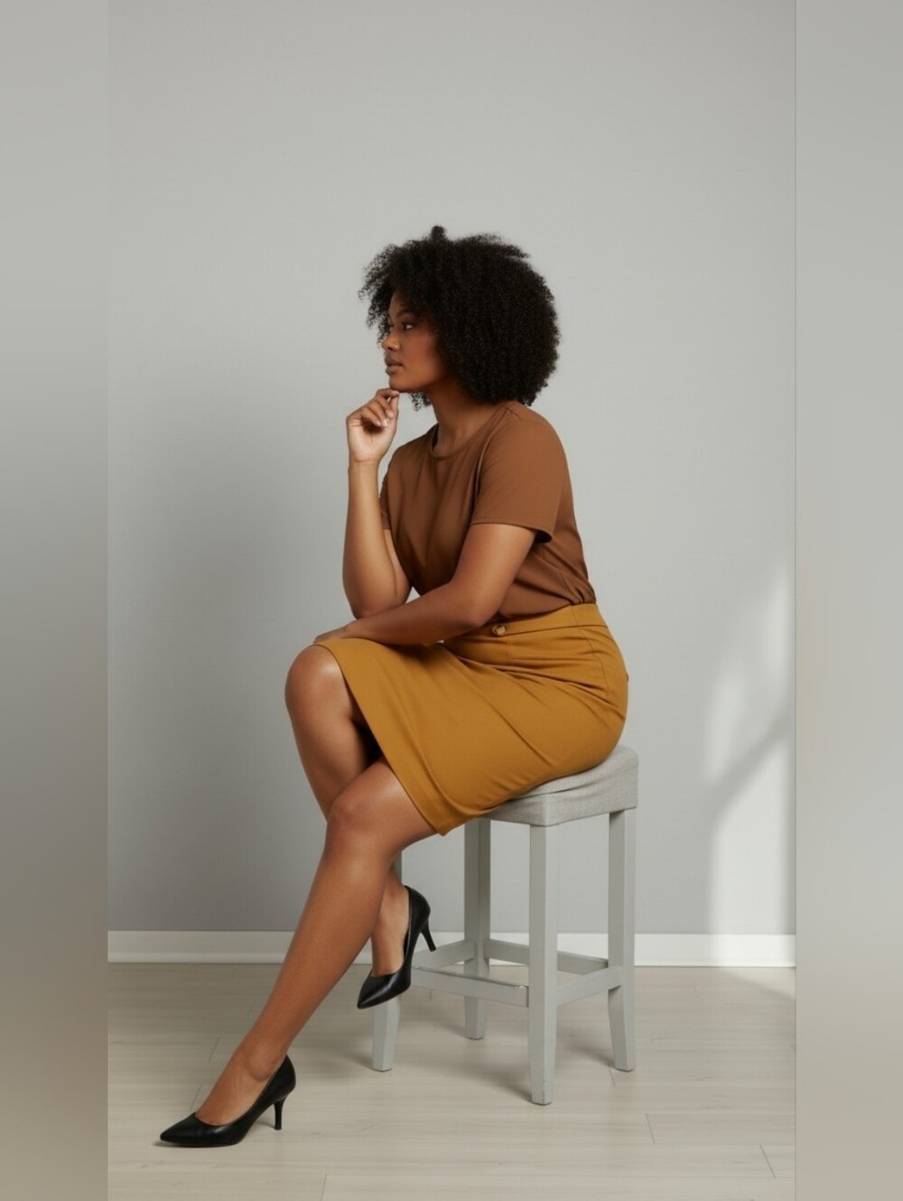 Women's Mustard A-Line Skirt — Classic Office Wear Size 2X